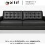Hard Wearing Eco-Leather Black 3-Seater Sofa with Button Cushions Image 2