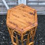Mid-century boho Hexagonal Bamboo & Rattan Plant Standplant stand Image 7
