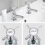 Pair of Basin Taps Hot and Cold Water Bathroom Sink Tap Chrome Crosshead Handle Lever 1/2" Faucet, Set of 2 (FREE POSTAGE) Image 5