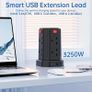 Tower Extension Lead, [13A 3250W] Surge Protector Extension Lead,8 AC Outlets & 4 USB Ports Multi Plug Socket Power Strip with 3M Extension Cable for Home, Office Image 3