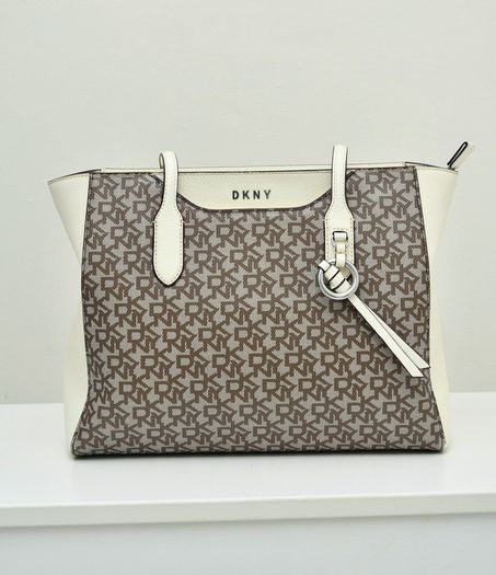DKNY Bryant Medium Logo Jacquard Tote Bag, Chino Caramel