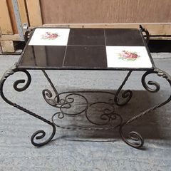Vintage Wrought Iron Coffee Table / Garden Plant Stand