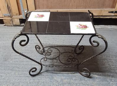 Vintage Wrought Iron Coffee Table / Garden Plant Stand