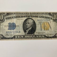 1934 A 10 Dollars Silver certificate Yellow Seal Rare