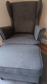Grey IKEA Strandmon wing chair