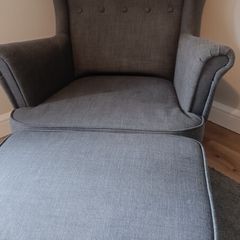 Grey IKEA Strandmon wing chair