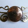 Vintage Twisted brass and Copper Foreign Coin Pin Image 3