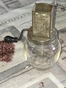 Beautiful Rare Old Androck Uniform Nutmeat Chopper with a Glass Jar Postage Available