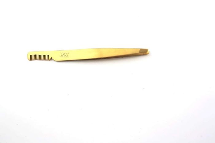 Professional Eyebrow Tweezers with Comb ingrown Hair Plucker Eyelashes Extension Placer Slanted tip Depletion Tool Plucking Tweezers Personal Grooming Instruments Stainless Steel from Real Edge (Gold)