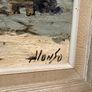 Vintage Oil Painting on Canvas , Rustic Village Street Scene, Signed Image 2