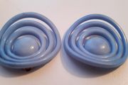 1960s Blue Geometric Large Round Earrings