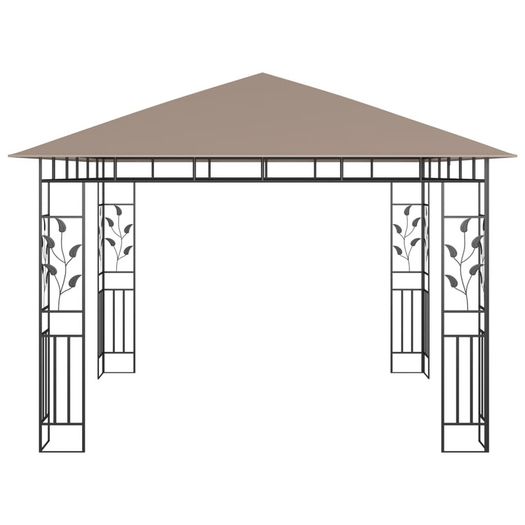 Gazebo with Mosquito Net and String Lights 3x3x2.73 m Taupe 180 g/m Sq