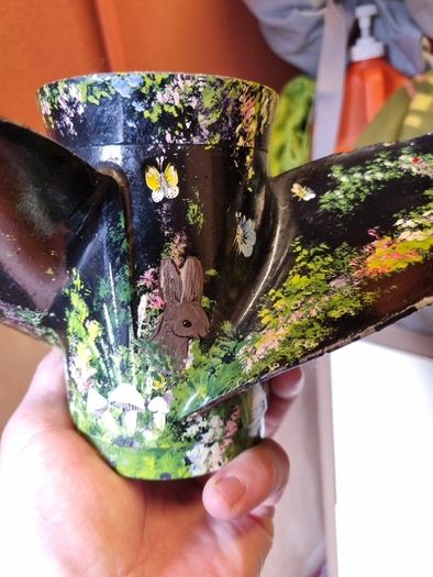 boat propeller hand painted candle holder