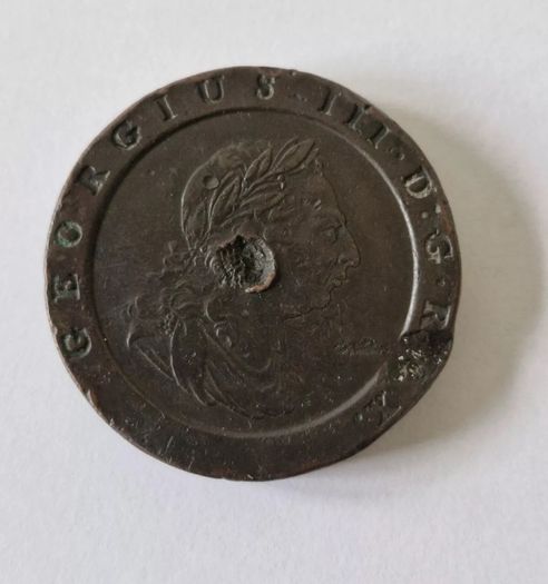 Cartwheel Twopence Coin 57gr Great Britain 2D 1797 George III Countermarked