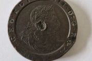 Cartwheel Twopence Coin 57gr Great Britain 2D 1797 George III Countermarked