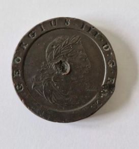 Cartwheel Twopence Coin 57gr Great Britain 2D 1797 George III Countermarked