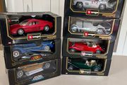 Models Cars Lot 7 + 2 1/18 Burago Mercedes Ferrari Bugatti Juguar Defects