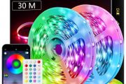 30M Led Strip Lights, Music Sync Led Lights with 44 Keys Remote and App Control, Color Changing RGB Lights for Bedroom Room Home Kitchen Party Christmas Decoration (100FT)