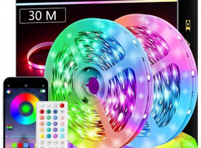 30M Led Strip Lights, Music Sync Led Lights with 44 Keys Remote and App Control, Color Changing RGB Lights for Bedroom Room Home Kitchen Party Christmas Decoration (100FT)