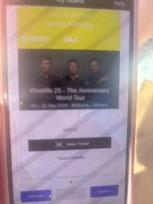 Westlife Standing ticket Friday night