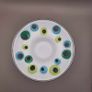 PRICE DROP .. IKEA EMALJ, Candle Holder Dish White Enameled Metal Green Blue Dots, set of 3. 2002 - discontinued. Image 6