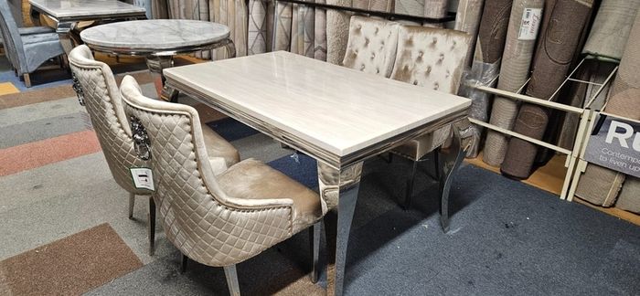 Marble Kitchen Dining Table With 6 Chairs