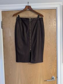 F&F Burgundy Faux Leather Skirt.  S.12.  B.N.W.T