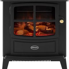 Brayford Optiflame Freestanding Electric Stove, Black Free Standing Wood Burner Style Fire with Logs, LED Flame Effect, 2kW Fan Heater, 1000/2000 Watt Heat Settings and Remote Control