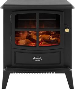 Brayford Optiflame Freestanding Electric Stove, Black Free Standing Wood Burner Style Fire with Logs, LED Flame Effect, 2kW Fan Heater, 1000/2000 Watt Heat Settings and Remote Control