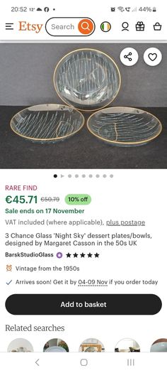 intage Retro Mid Century Modern Atomic Design Chance Brothers Fiestaware Set of Two Small Rectangular Dishes with Gilt Edging in the Very Rare Night Sky Pattern from 1957