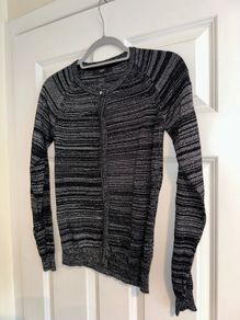 New Next Women's Black and Silvery Sparkly Stripped Cardigan - Size UK 8