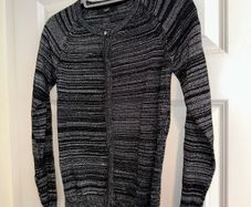 New Next Women's Black and Silvery Sparkly Stripped Cardigan - Size UK 8