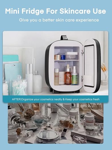 Mini Fridge Portable, 5 Liter/6 Cans Small Fridge Cooler & Warmer, Quiet, DC/AC Power, Cmpact Mini Fridge for Bedrooms, Office, Skincare, Car, Travel, Black