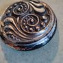 glass  trinket dish with lid. Image 7