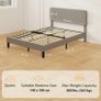 140 x 190 cm Bed Frame, Wooden Slatted Base, Adjustable Headboard, Padded Double Bed in Corduroy Velvet, Gray Image 3