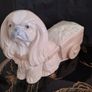 Vintage Pekinkese Dog and Flower Cart Figurine by Porceval. Image 2