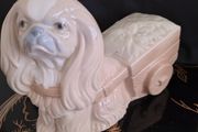 Vintage Pekinkese Dog and Flower Cart Figurine by Porceval.