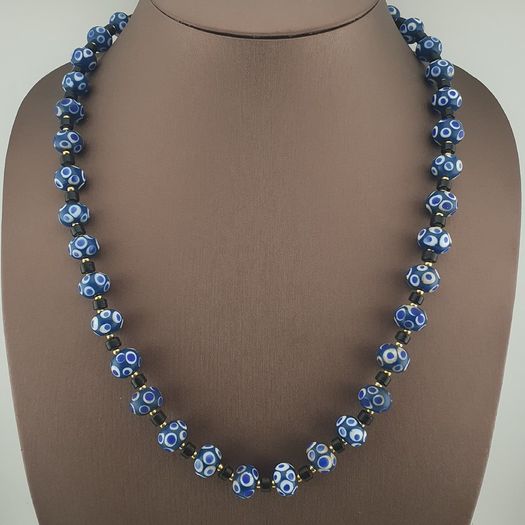 Antique Venetian Style Thousand Eyes Glass Beaded Necklace