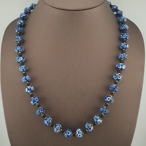 Antique Venetian Style Thousand Eyes Glass Beaded Necklace