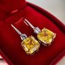 Citrine Stone Crystal Silver Earrings Image 2