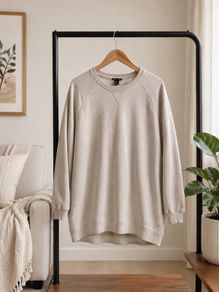 sweatshirt H&M long beige sweatshirt with curved hemline medium