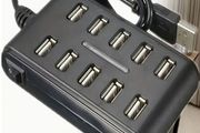 10-Port USB Hub with On/Off for Switch, new, unopened.