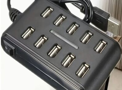 10-Port USB Hub with On/Off for Switch, new, unopened.