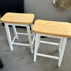 2 wooden stools