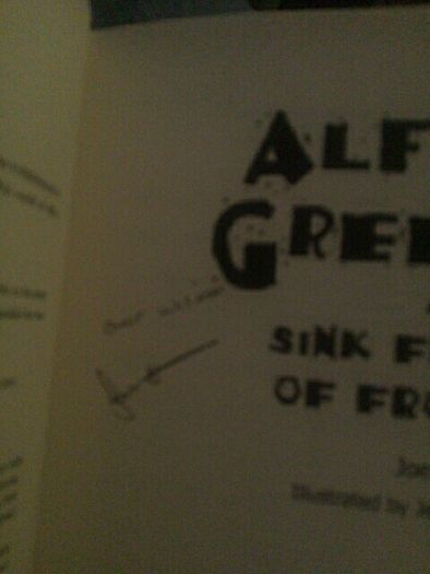 Alfie Green and a sink full of frogs. Signed copy by Joe O'Brien