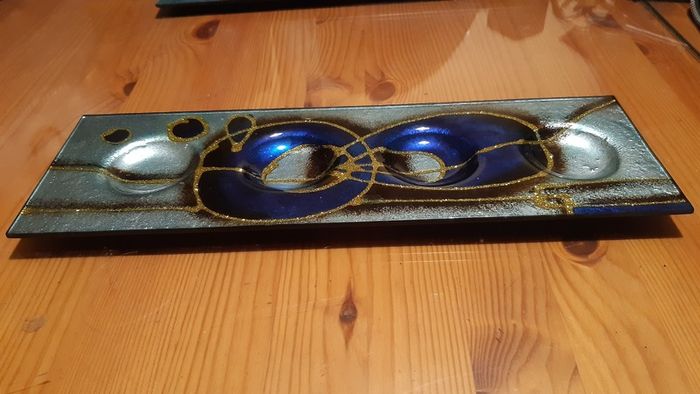 2 Turquoise/Blue Glass Tea/Night Light holders