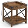 Farmhouse End Table with 2-Tier Storage Shelf, Modern Accent Table Small Coffee Table,Wood Nightstand for Living Room Bedroom Office and Small Spaces,Rustic Brown Image 3