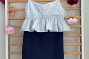 dress Zara size medium dress front playsuit back navy with blue frilled top