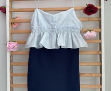 dress Zara size medium dress front playsuit back navy with blue frilled top