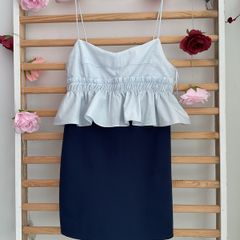 dress Zara size medium dress front playsuit back navy with blue frilled top